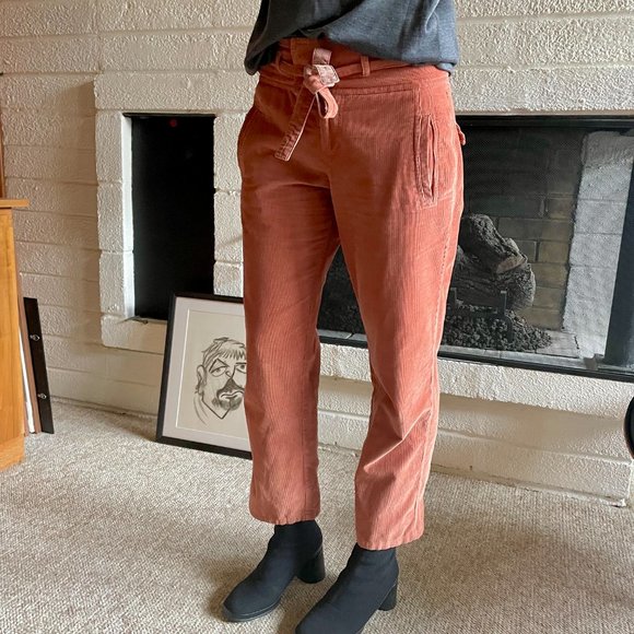 Sundance Emily Cropped Ankle Coral Corduroy Pants Size 4 - Picture 10 of 10